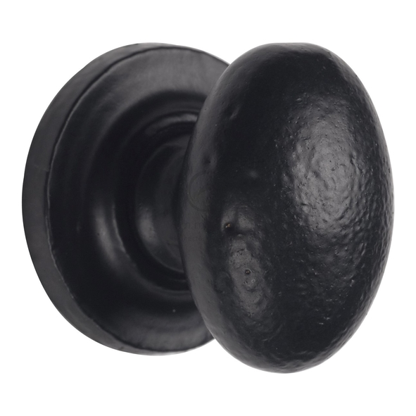FB179 32 • 32 x 32mm • Smooth Black Iron • Heritage Brass Oval Cabinet Knob